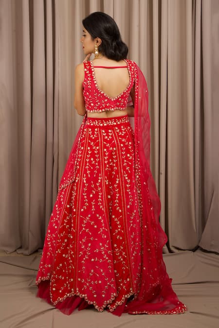 Shloka Sudhakar Zari Flower Embroidered Lehenga Set 