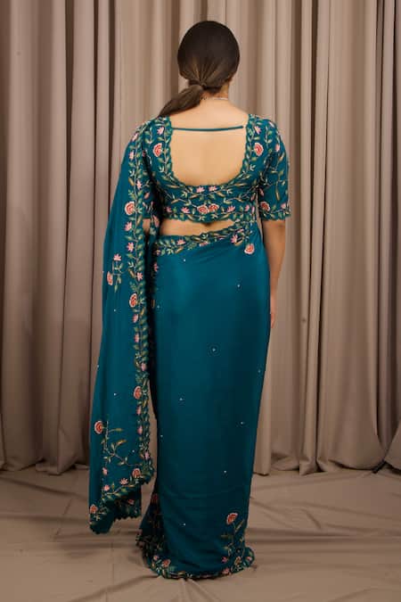 Shloka Sudhakar Floral Bloom Embroidered Saree With Blouse 