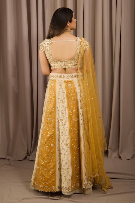 Shloka Sudhakar Color Block Flower Embroidered Lehenga Set 