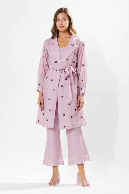 Meadow Floral Embroidered Coat Dress With Slip 