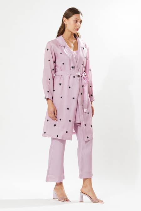 Meadow Floral Embroidered Coat Dress With Slip 
