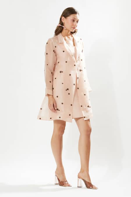 Meadow Lovebird Silk Organza Embroidered Jacket 