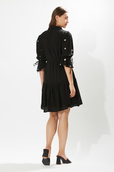 Meadow Night Garden Embroidered Dress 