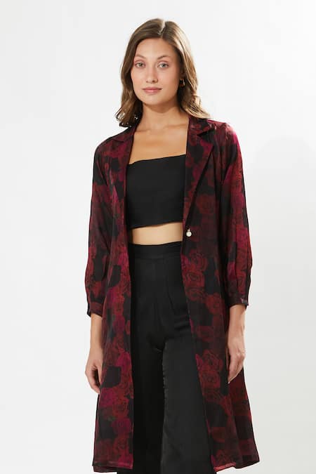 Black silk clearance duster coat