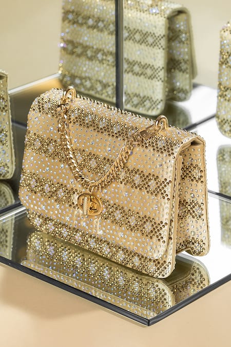 House Of Bio Chloe Crystal Stone Embellished Clutch 