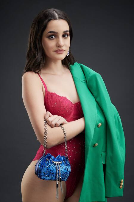 House Of Bio Sakura Crystal Studded Potli 