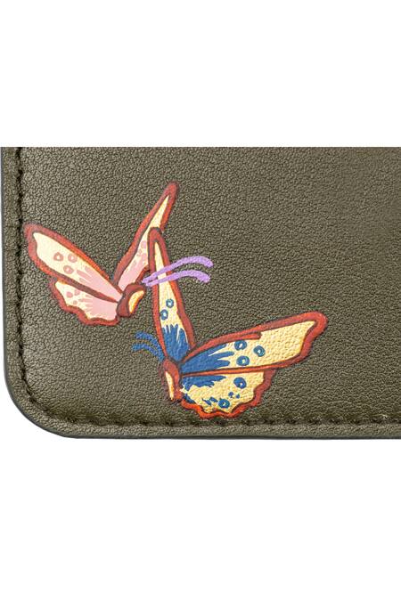 Aranyani Green Butterfly Motif Pattern Wristlet Online at Aza Fashions Aranyani_Green Butterfly Motif Pattern Wristlet_Online_at_Aza_Fashions