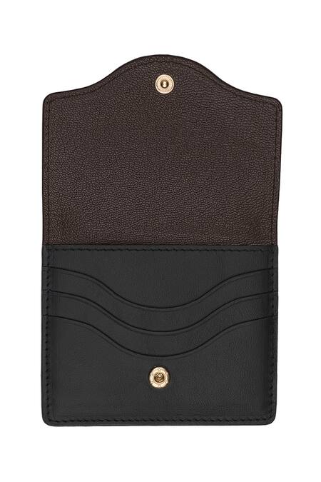 Aranyani_Black Curve Pattern Rectangle Shaped Card Holder_Online_at_Aza_Fashions