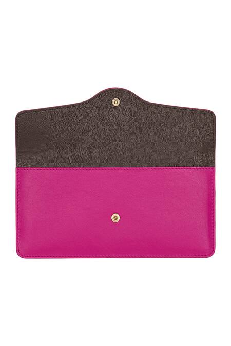 Aranyani_Pink Rectangle Flap Closure Travel Pouch_Online_at_Aza_Fashions