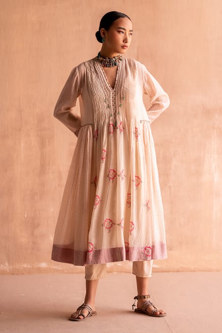 Swatti Kapoor Gauri Chanderi Hand Block Print Anarkali 