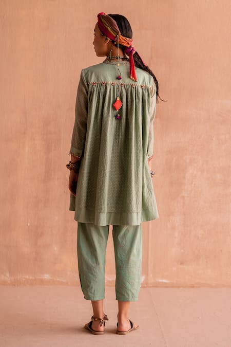 Swatti Kapoor Kalindi Chanderi Hand Block Print Kurta 