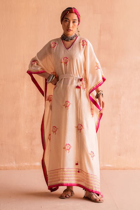 Swatti Kapoor Lalita Chanderi Hand Block Print Kaftan 