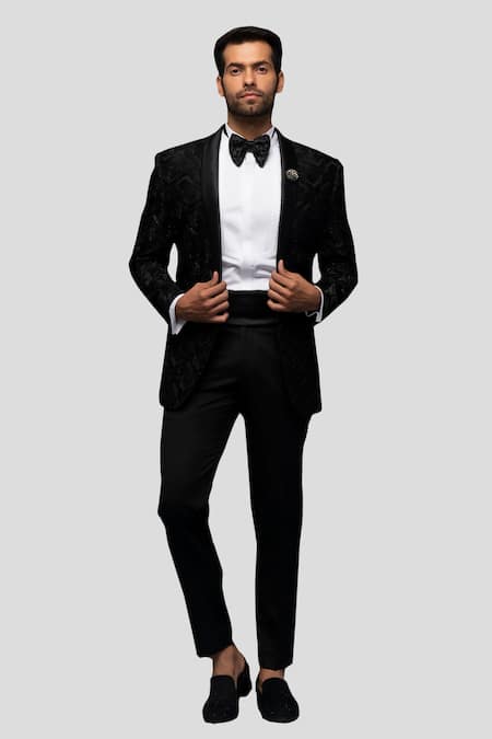 Shop Asuka Black Terry Rayon Embroidery Bead Textured Pattern Suit Set at Aza Fashions Shop_Asuka_Black Terry Rayon Embroidery Bead Textured Pattern Suit Set _at_Aza_Fashions