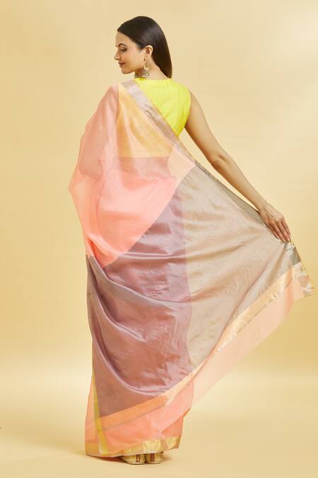 Peach Sarees: Peach Colour Wedding Saree - Sareeka