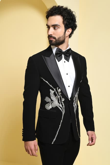 Buy Kustomeyes Black Rayon Embroidery Zari Thread Blazer Set Online at Aza Fashions Buy_Kustomeyes_Black Rayon Embroidery Zari Thread Blazer Set _Online_at_Aza_Fashions