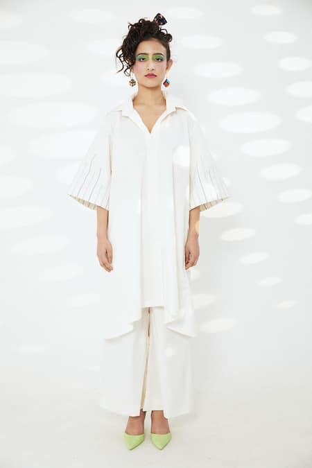 Meesa Bell Sleeve Long Shirt With Palazzo 