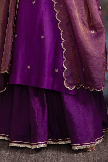 Buy Meesa Purple Silk, Cotton, Placed Moon Kurta Sharara Set Online at Aza Fashions Buy_Meesa_Purple Silk, Cotton, Placed Moon Kurta Sharara Set _Online_at_Aza_Fashions