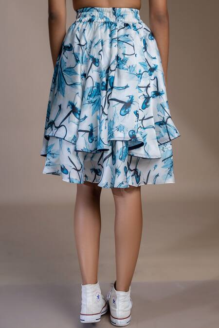 Buy_Mamicha_White Satin Limpopo Floral Pattern Skirt_Online_at_Aza_Fashions