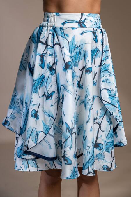 Shop_Mamicha_White Satin Limpopo Floral Pattern Skirt_Online_at_Aza_Fashions