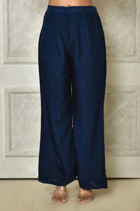 Buy_Samyukta Singhania_Blue Dola Silk Embroidered Ombre Pearl Embellished Top With Pant _Online_at_Aza_Fashions