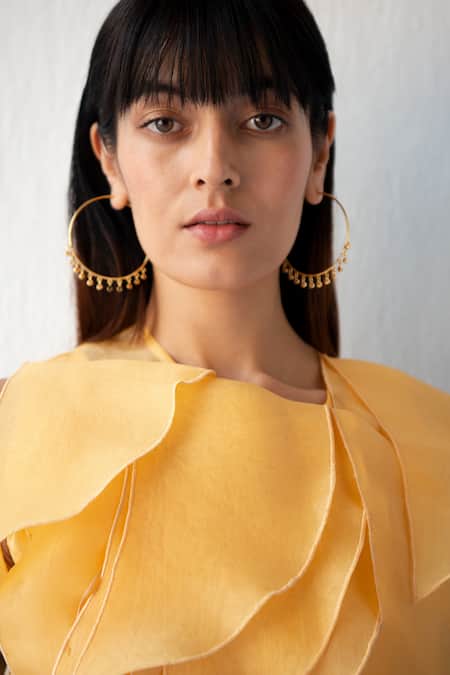 Richa Khemka Yellow Taffeta, Organza, Lycra Cut Work, Embroidery Sole Overlay Skirt Set Online at Aza Fashions Richa Khemka_Yellow Taffeta, Organza, Lycra Cut Work, Embroidery Sole Overlay Skirt Set _Online_at_Aza_Fashions