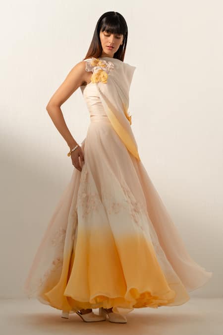 Richa Khemka June Placement Embroidered Skirt & Top Set 