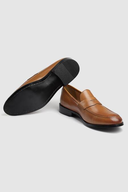 Hats Off Accessories_Brown Leather Front Cutout Shoes_at_Aza_Fashions