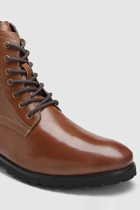 Buy Hats Off Accessories Brown Embroidery Leather Ankle Boots Online at Aza Fashions Buy_Hats Off Accessories_Brown Embroidery Leather Ankle Boots_Online_at_Aza_Fashions