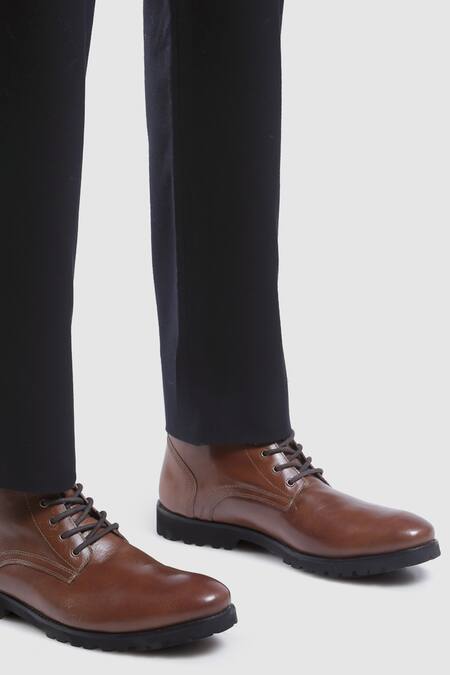 Buy Hats Off Accessories Brown Embroidery Leather Ankle Boots Buy_Hats Off Accessories_Brown Embroidery Leather Ankle Boots