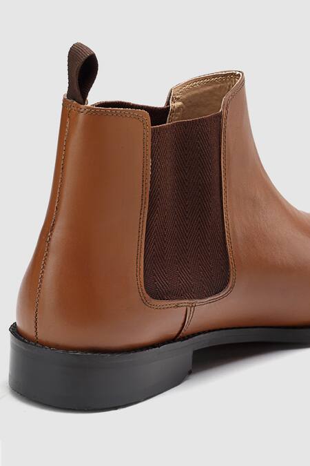 Buy_Hats Off Accessories_Brown Embroidery Leather Chelsea Boots