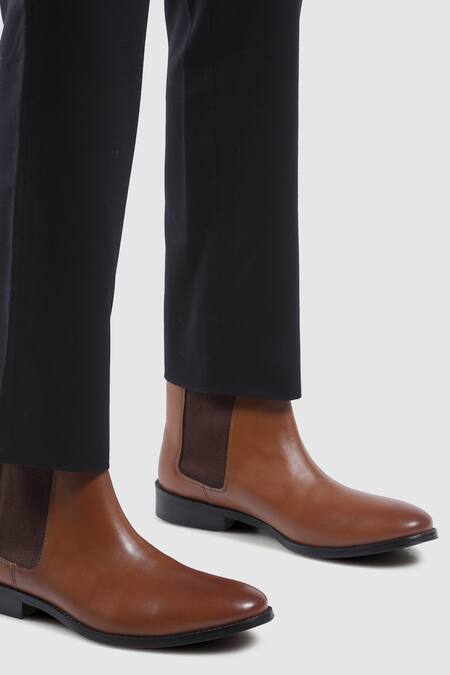 Shop_Hats Off Accessories_Brown Embroidery Leather Chelsea Boots