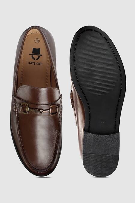 Shop Hats Off Accessories Brown Embroidery Leather Moccasin Shoes at Aza Fashions Shop_Hats Off Accessories_Brown Embroidery Leather Moccasin Shoes_at_Aza_Fashions