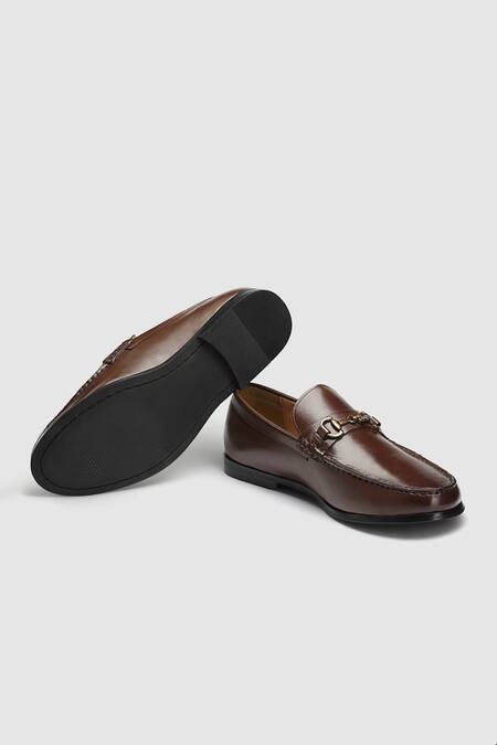 Buy Hats Off Accessories Brown Embroidery Leather Moccasin Shoes Buy_Hats Off Accessories_Brown Embroidery Leather Moccasin Shoes