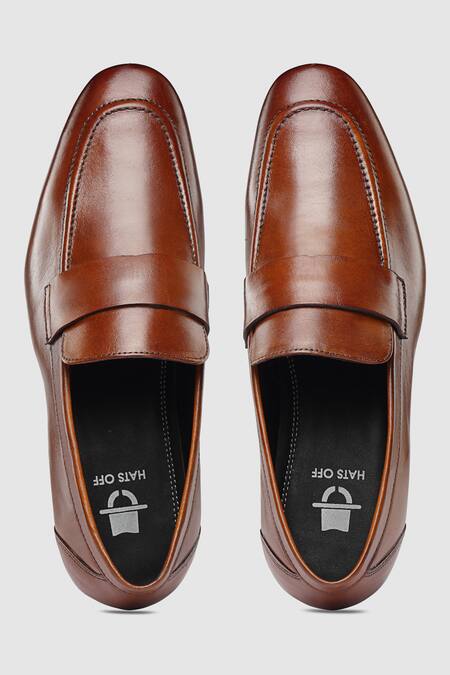 Hats Off Accessories Brown Leather Slip On Shoes Online at Aza Fashions Hats Off Accessories_Brown Leather Slip On Shoes_Online_at_Aza_Fashions