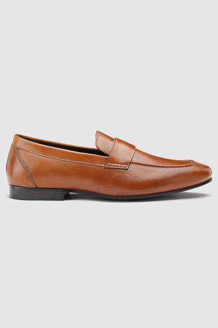 Hats Off Accessories_Brown Leather Slip On Shoes_Online_at_Aza_Fashions