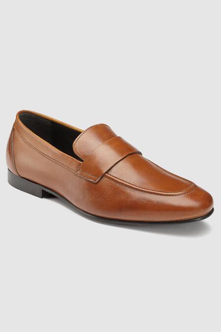 Buy_Hats Off Accessories_Brown Leather Slip On Shoes_Online_at_Aza_Fashions