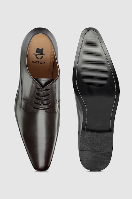 Shop_Hats Off Accessories_Brown Leather Derby Shoes  _at_Aza_Fashions