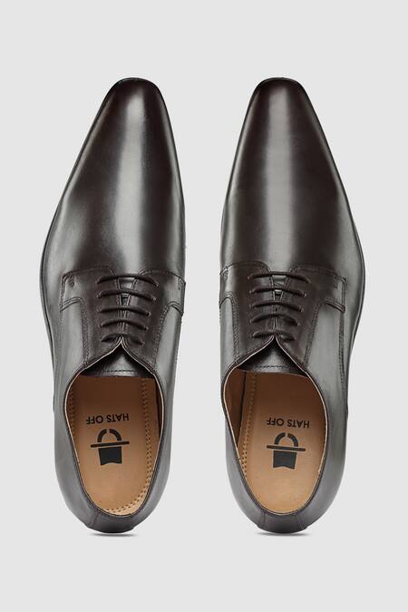 Hats Off Accessories_Brown Leather Derby Shoes  _Online_at_Aza_Fashions