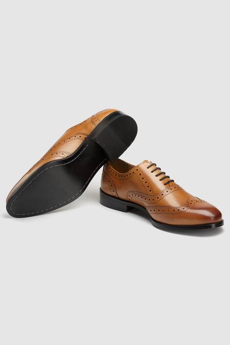 Shop Hats Off Accessories Brown Bows Leather Brogue Pattern Shoes Online at Aza Fashions Shop_Hats Off Accessories_Brown Bows Leather Brogue Pattern Shoes_Online_at_Aza_Fashions