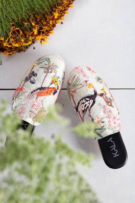 Buy_Kala_Green Enchanting Mist Printed And Embroidered Mules _Online_at_Aza_Fashions