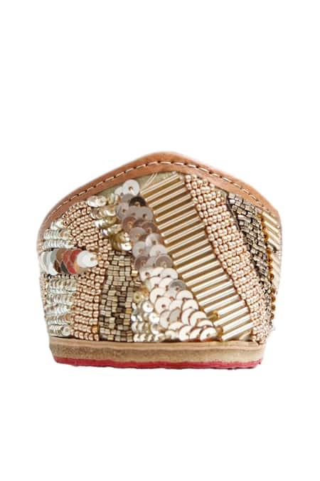 Kala_Gold Fearless Spark Embroidered Juttis _at_Aza_Fashions