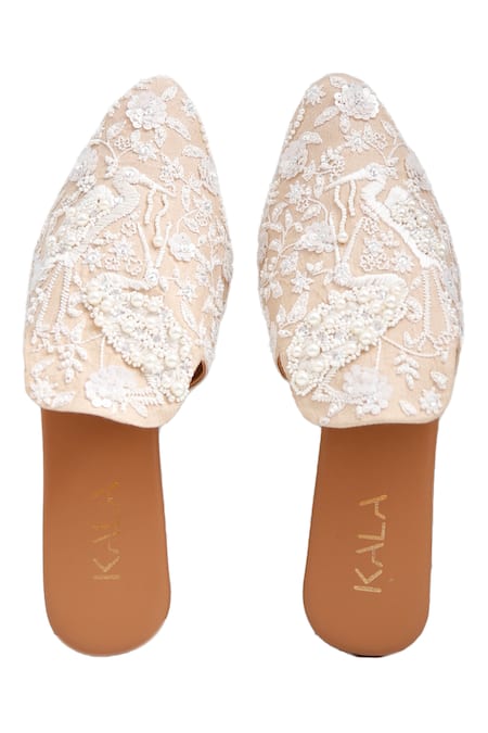 Kala Dreams Flamingo Embroidered Mules 