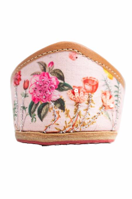 Shop_Kala_Pink Khushbu Floral Sequin Embroidered Juttis _Online_at_Aza_Fashions