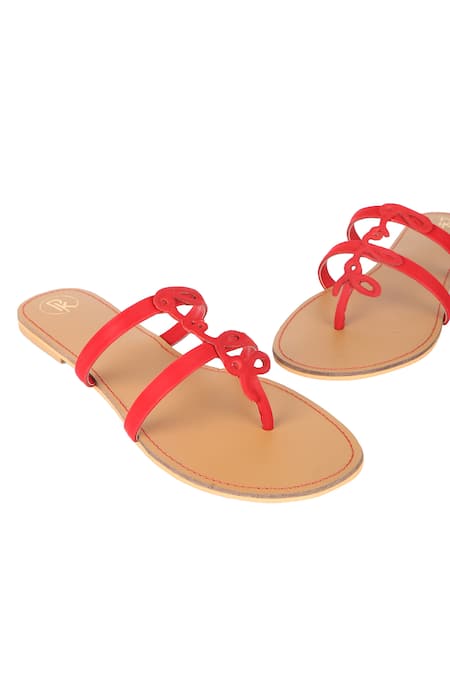 Shop PREET KAUR Red Bold Cut Work Flats at Aza Fashions Shop_PREET KAUR_Red Bold Cut Work Flats _at_Aza_Fashions