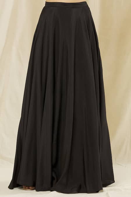 Vasavi Shah Black Silk, Cotton, Organza Sequins Round Neck Embroidered Jacket And Skirt Set at Aza Fashions Vasavi Shah_Black Silk, Cotton, Organza Sequins Round Neck Embroidered Jacket And Skirt Set _at_Aza_Fashions