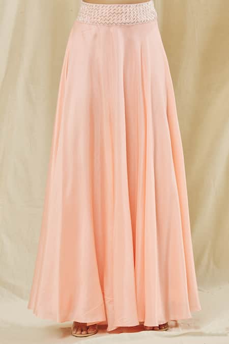 Vasavi Shah Pink Silk, Organza, Cotton Embroidery Round Neck Floral Cape And Skirt Set Online at Aza Fashions Vasavi Shah_Pink Silk, Organza, Cotton Embroidery Round Neck Floral Cape And Skirt Set _Online_at_Aza_Fashions