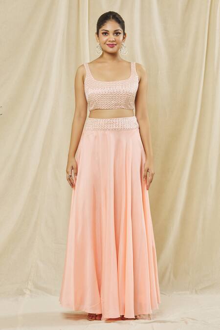 Buy Vasavi Shah Pink Silk, Organza, Cotton Embroidery Round Neck Floral Cape And Skirt Set Online at Aza Fashions Buy_Vasavi Shah_Pink Silk, Organza, Cotton Embroidery Round Neck Floral Cape And Skirt Set _Online_at_Aza_Fashions