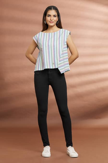 Samyukta Singhania Striped Asymmetric Top 