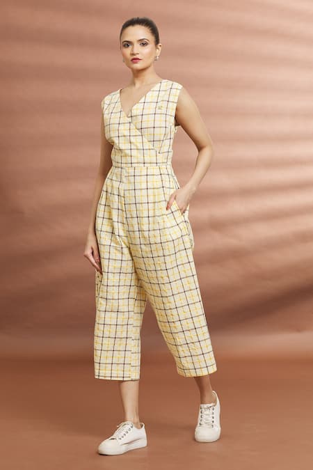 Samyukta Singhania Checked Over-Lap Jumpsuit 