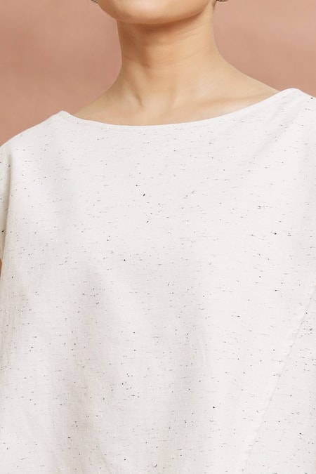 Buy Naintara Bajaj White Cotton Boat Neck Overlap Top And Pant Set Online at Aza Fashions Buy_Naintara Bajaj_White Cotton Boat Neck Overlap Top And Pant Set _Online_at_Aza_Fashions